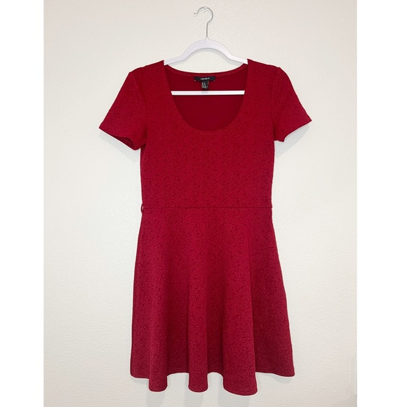 Forever 21 Red Skater Dress Size Medium - Picture 1 of 12